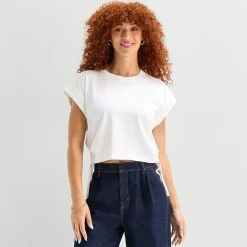 a.n.a Side Cinch Womens Crew Neck Short Sleeve T-Shirt