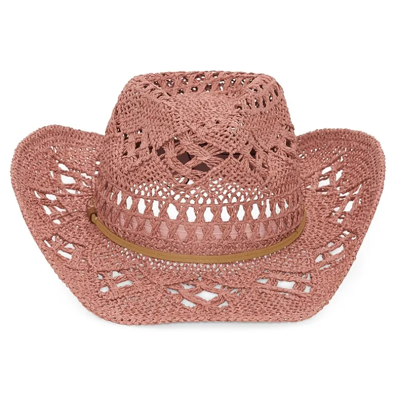 a.n.a Straw Open Weave Pink Womens Cowboy Hat