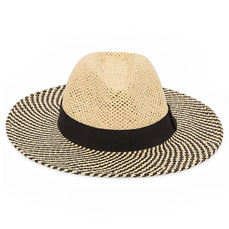 a.n.a Straw Striped Brim Womens Panama Hat