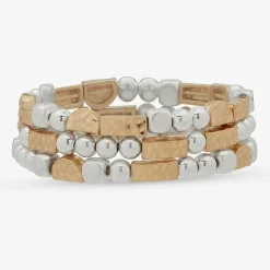 a.n.a Two Tone Hammered Womens 3-pc. Bracelet Set