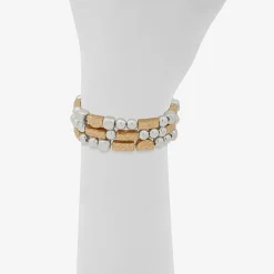 a.n.a Two Tone Hammered Womens 3-pc. Bracelet Set