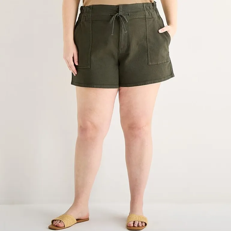 a.n.a Utility Womens Plus 5" Highest Rise Denim Short