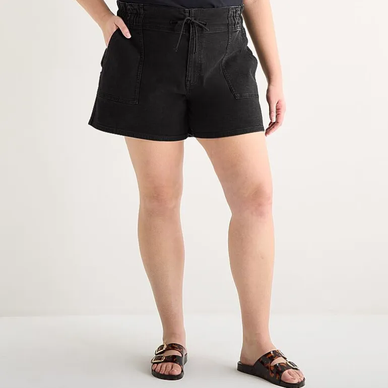 a.n.a Utility Womens Plus 5" Highest Rise Denim Short