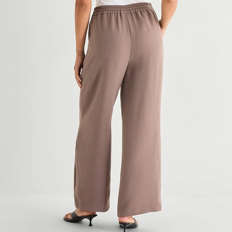 a.n.a Womens Crepe Wide Leg Mid Rise Pull-On Pant
