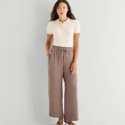 a.n.a Womens Crepe Wide Leg Mid Rise Pull-On Pant
