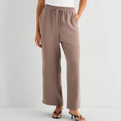 a.n.a Womens Crepe Wide Leg Mid Rise Pull-On Pant
