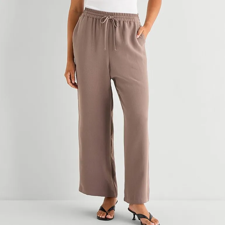 a.n.a Womens Crepe Wide Leg Mid Rise Pull-On Pant