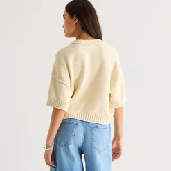 a.n.a Womens Crew Neck Short Sleeve Pullover Sweater