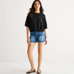 a.n.a Womens Crew Neck Short Sleeve Pullover Sweater