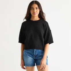 a.n.a Womens Crew Neck Short Sleeve Pullover Sweater