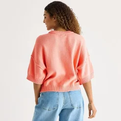 a.n.a Womens Crew Neck Short Sleeve Pullover Sweater