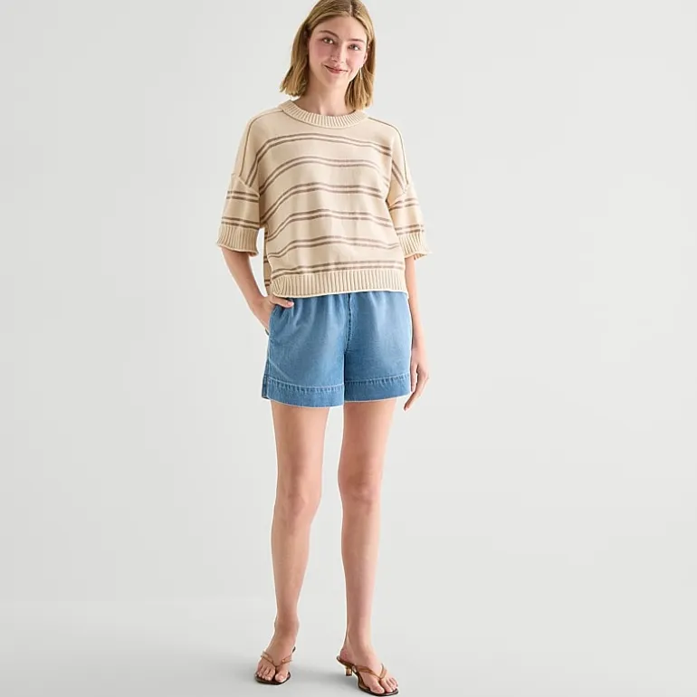 a.n.a Womens Crew Neck Short Sleeve Pullover Sweater