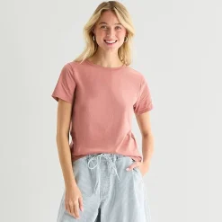 a.n.a Womens Easy-on + Easy-off Crew Neck Short Sleeve Adaptive T-Shirt