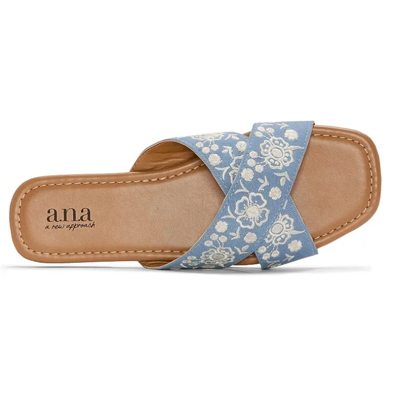 a.n.a Womens Embroidery Slide Sandals