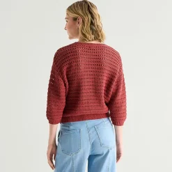a.n.a Womens Henley Neck 3/4 Sleeve Pullover Sweater