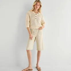 a.n.a Womens Henley Neck 3/4 Sleeve Pullover Sweater