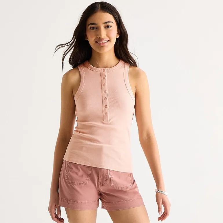 a.n.a Womens Henley Neck Sleeveless Tank Top