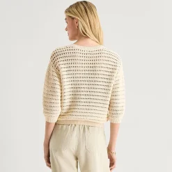 a.n.a Womens Henley Neck 3/4 Sleeve Pullover Sweater