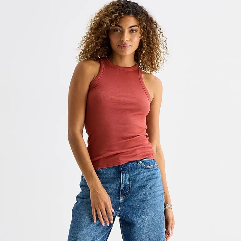 a.n.a Womens High Neck Sleeveless Tank Top