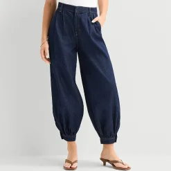 a.n.a Womens High Rise Denim Pleated Balloon Trouser