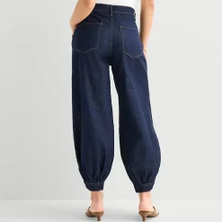 a.n.a Womens High Rise Denim Pleated Balloon Trouser