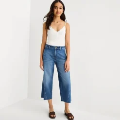 a.n.a Womens High Rise Frayed Hem Cropped Jean