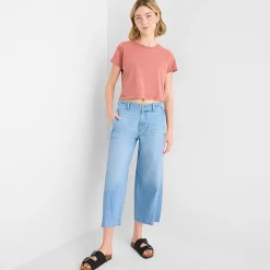 a.n.a Womens High Rise Frayed Hem Cropped Jean