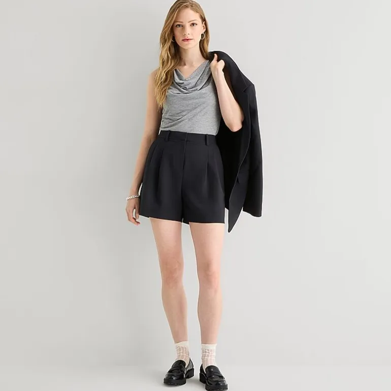 a.n.a Womens High Rise Pleated Short