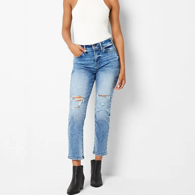 a.n.a Womens High Rise Straight Leg Jean