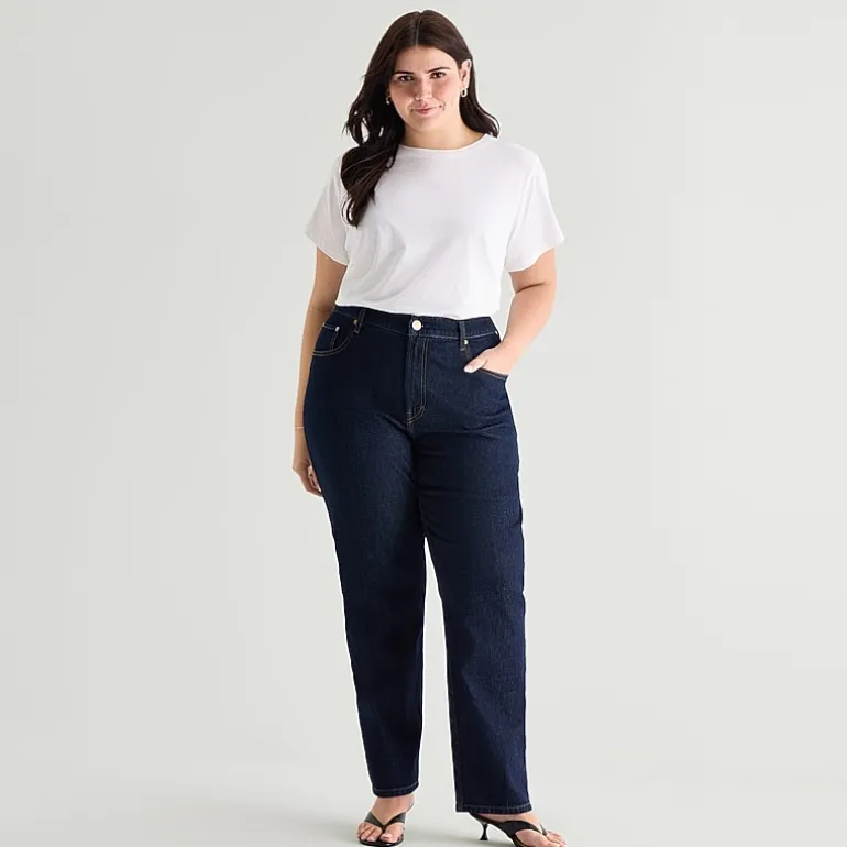 a.n.a Womens High Rise Straight Leg Jean