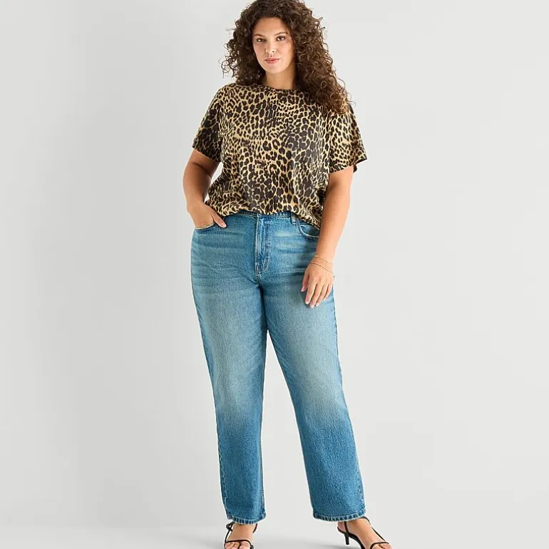 a.n.a Womens High Rise Straight Leg Jean