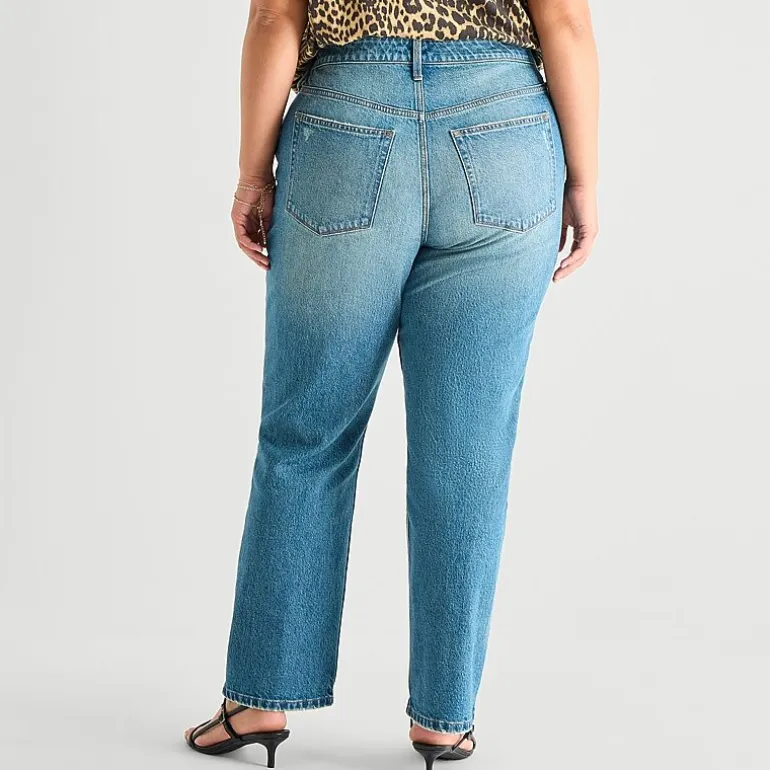 a.n.a Womens High Rise Straight Leg Jean