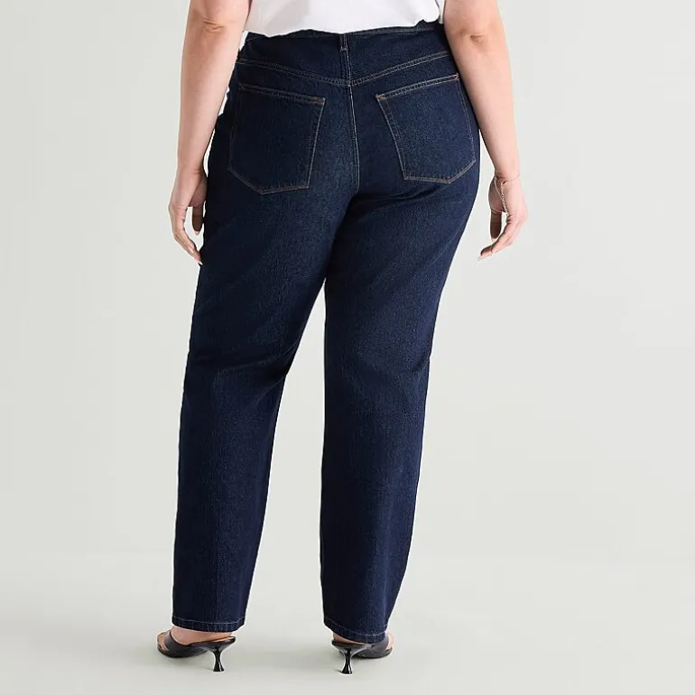 a.n.a Womens High Rise Straight Leg Jean