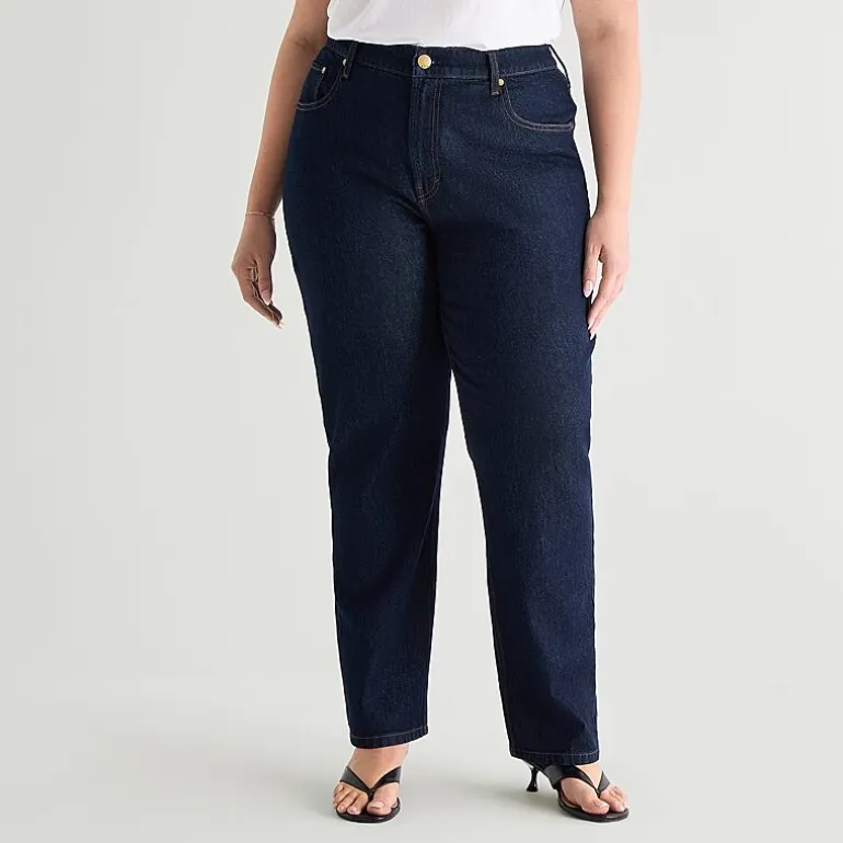 a.n.a Womens High Rise Straight Leg Jean