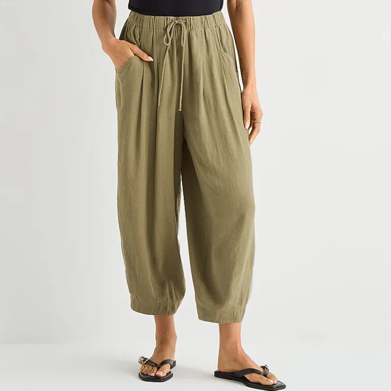 a.n.a Womens Linen Ankle Balloon Pant