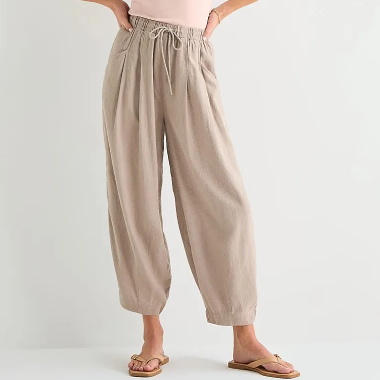 a.n.a Womens Linen Ankle Balloon Pant