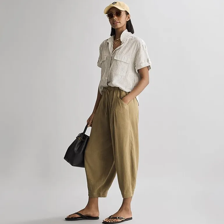 a.n.a Womens Linen Ankle Balloon Pant