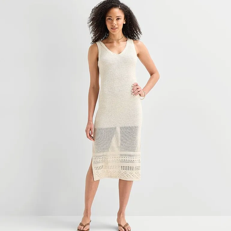 a.n.a Womens Midi V Neck Sleeveless Maxi Dress