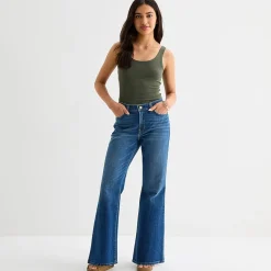 a.n.a Womens Mid Rise Relaxed Flare Leg Jean