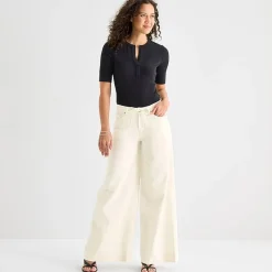 a.n.a Womens Mid Rise Wide Leg Jean