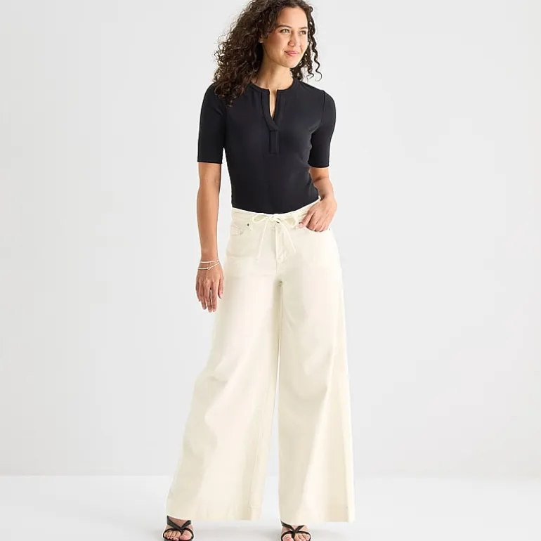a.n.a Womens Mid Rise Wide Leg Jean