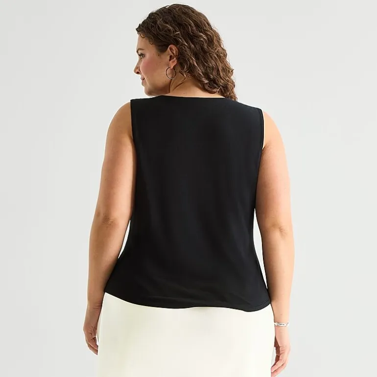 a.n.a Womens Plus Cowl Neck Sleeveless Tank Top