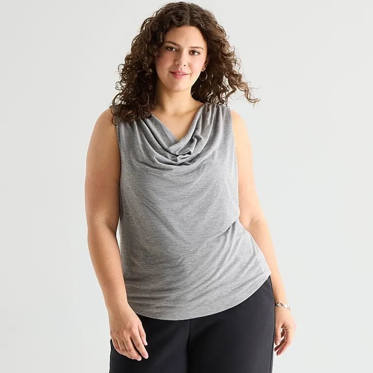 a.n.a Womens Plus Cowl Neck Sleeveless Tank Top