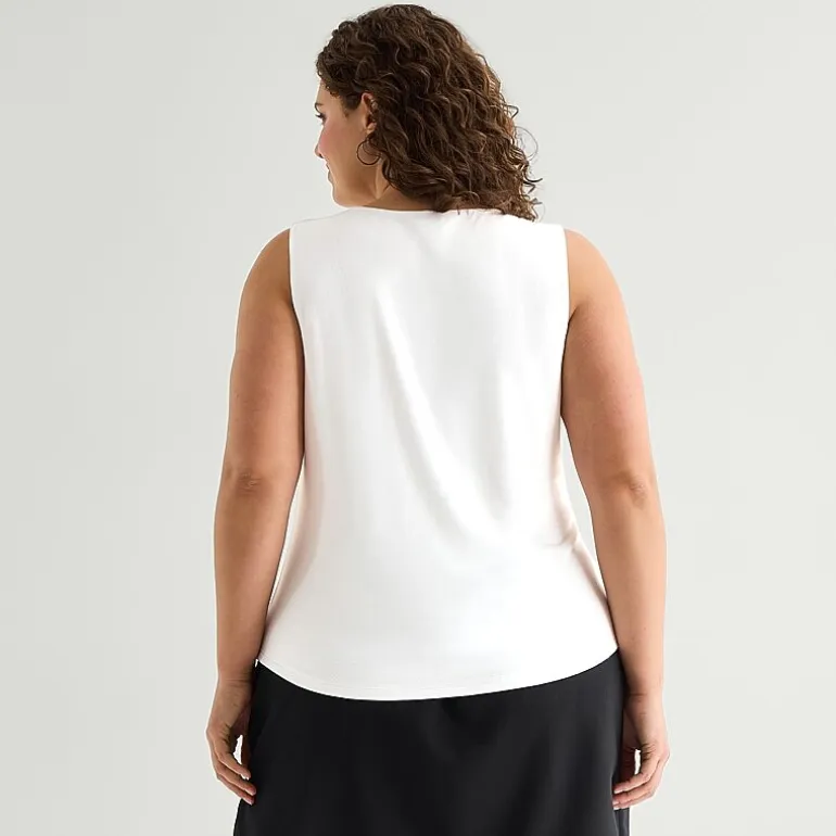 a.n.a Womens Plus Cowl Neck Sleeveless Tank Top