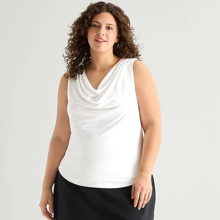 a.n.a Womens Plus Cowl Neck Sleeveless Tank Top