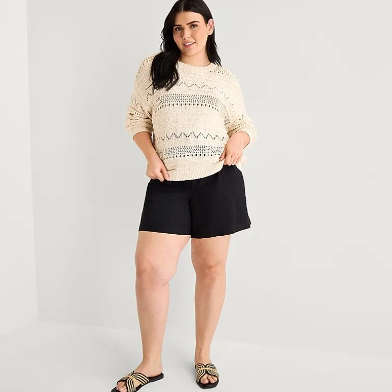 a.n.a Womens Plus Crew Neck Long Sleeve Pullover Sweater