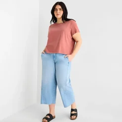 a.n.a Womens Plus Crew Neck Short Sleeve T-Shirt
