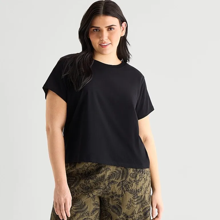 a.n.a Womens Plus Crew Neck Short Sleeve T-Shirt