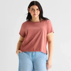 a.n.a Womens Plus Crew Neck Short Sleeve T-Shirt