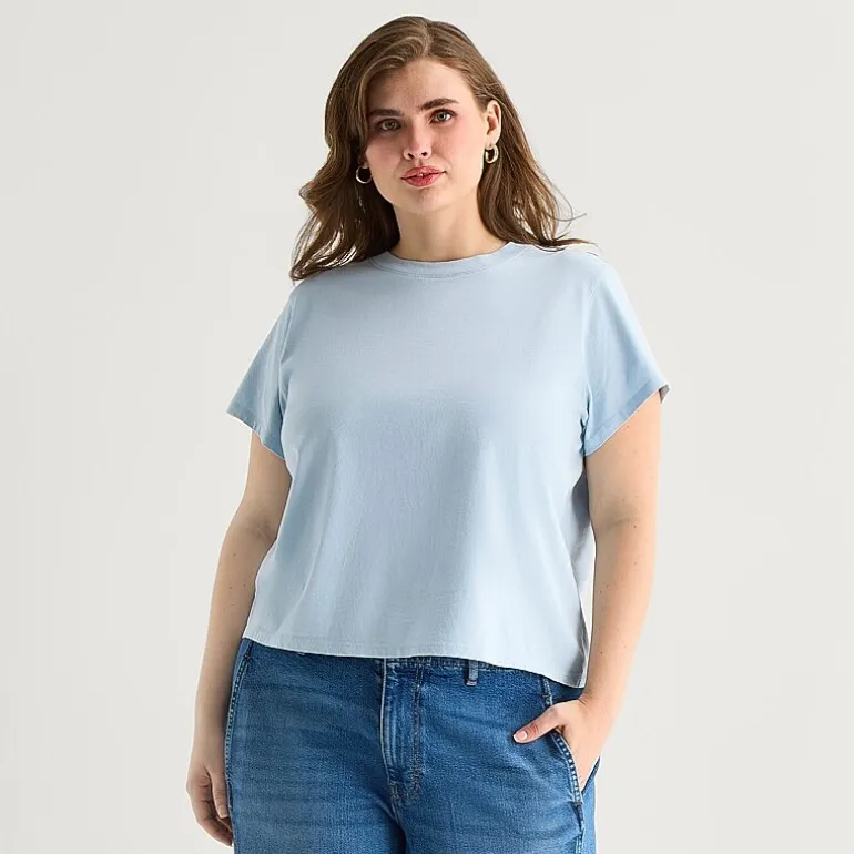 a.n.a Womens Plus Crew Neck Short Sleeve T-Shirt